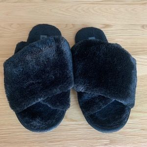 Sorel Go Mail Run Slipper Black Size 8 Faux Fur